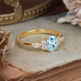Oval Cut Aquamarine Classic Side Stone Engagement Ring